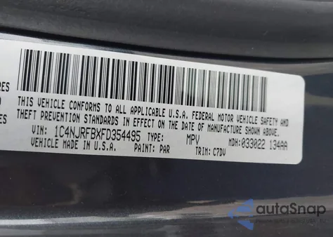 2015 Jeep Patriot Latitude from USA, damaged, VIN 1C4NJRFBXFD354495